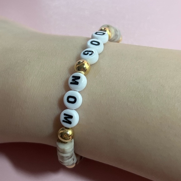 Dog Mom Beaded Bracelet - Gold and Gray - Picture 3 of 3